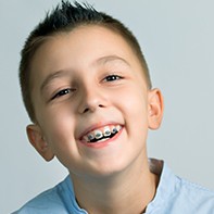 Young boy with braces