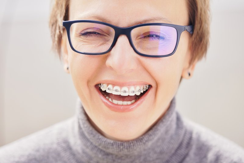 A woman wearing braces